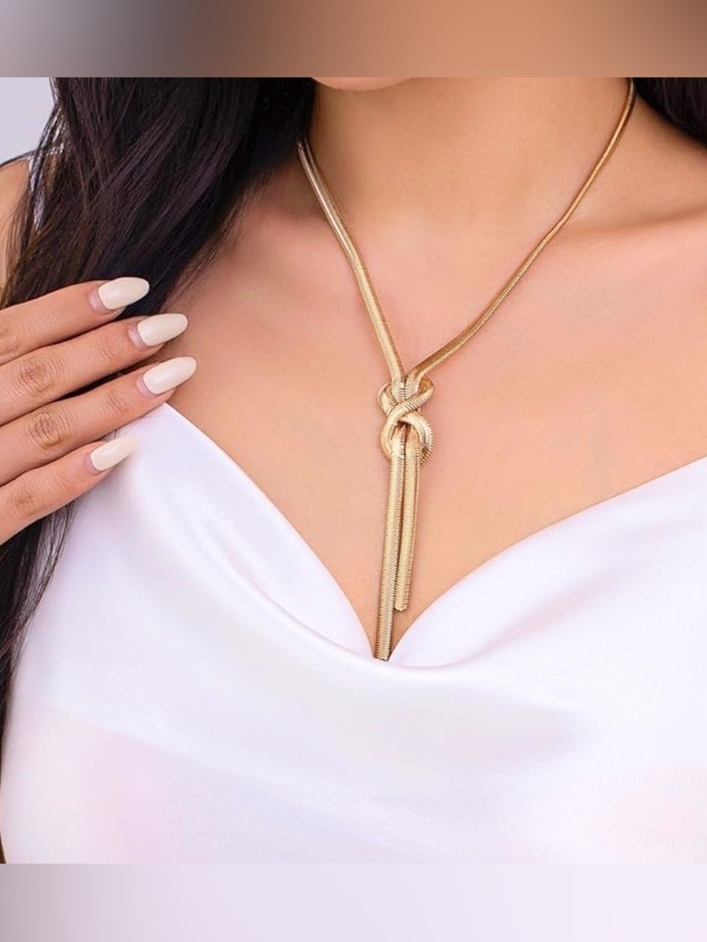 NEW Gold Knot Lariat Necklace